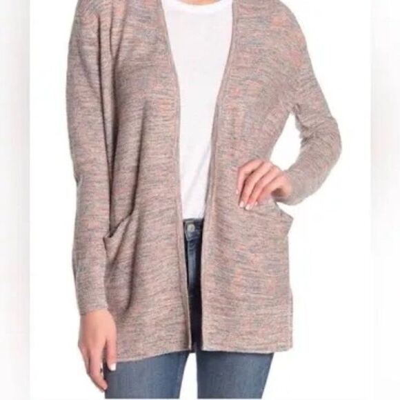Madewell Sweaters - Madewell Pink/Blue Marled Summer Ryder Open Cardigan, size M